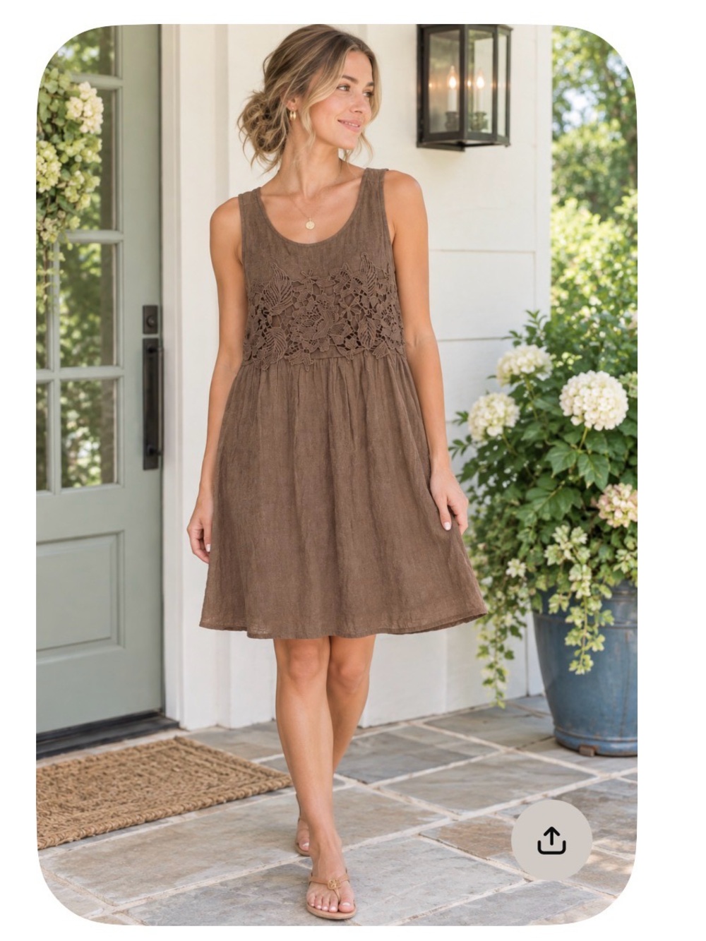 Speechless Brown Sleeveless Dress with Crochet Floral Bodice NWT